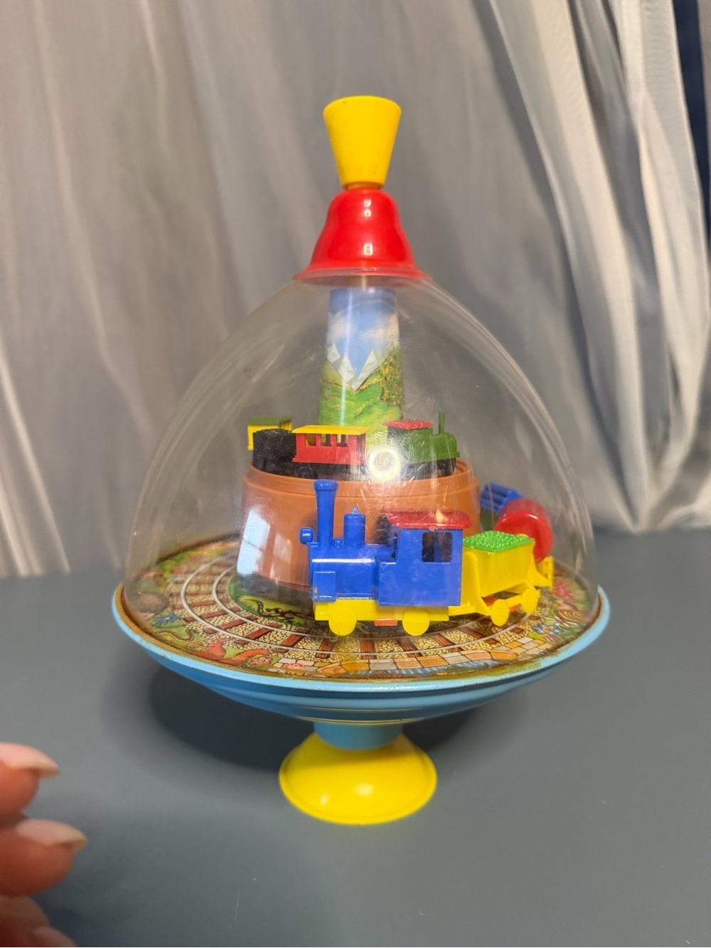Vintage West Germany Karl Rohrseitz Spinning Train Top Dome Toy Carousel